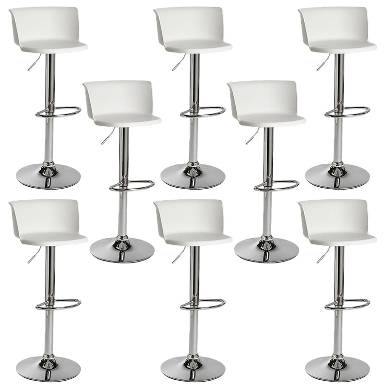 Industrial Style Armless Counter Stool Adjustable Height Bar Stool with Metal Base White 8 Piece Set Non-Upholstered Clearhalo 'Bar Furniture' 'Bar Stools' 'bar_stools' 'furn' 'furn_bar_stools' 'Furniture' 'Kitchen & Dining Furniture' 6877832