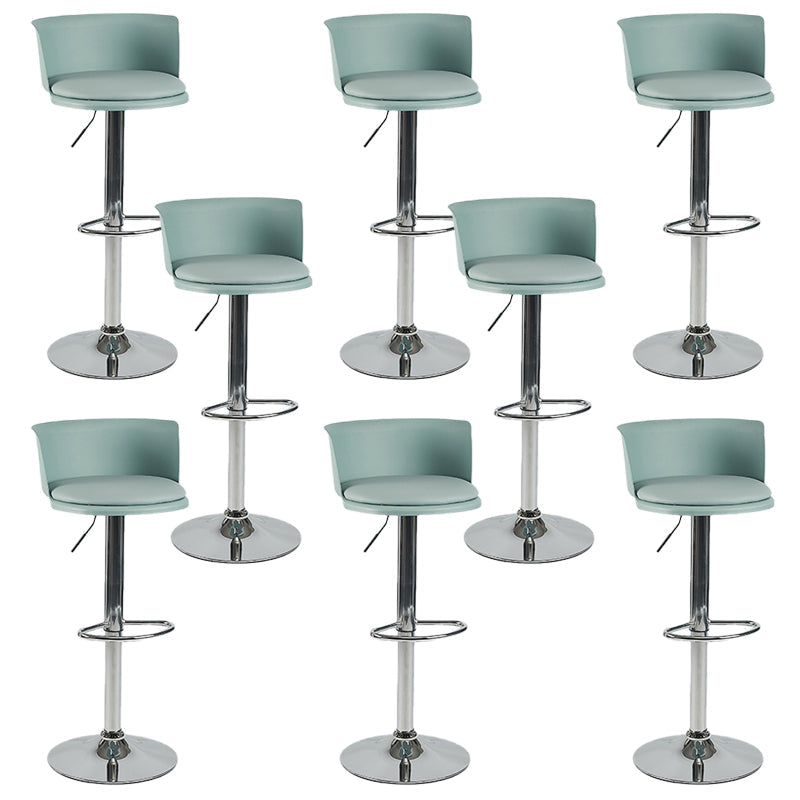 Industrial Style Armless Counter Stool Adjustable Height Bar Stool with Metal Base Green 8 Piece Set Upholstered Clearhalo 'Bar Furniture' 'Bar Stools' 'bar_stools' 'furn' 'furn_bar_stools' 'Furniture' 'Kitchen & Dining Furniture' 6877834