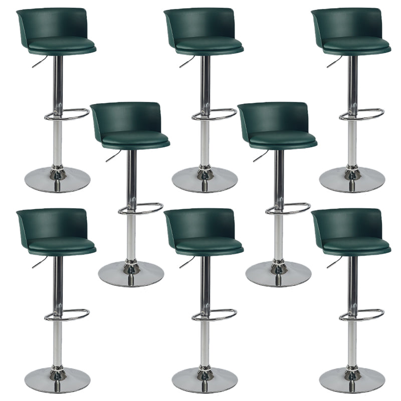 Industrial Style Armless Counter Stool Adjustable Height Bar Stool with Metal Base Blackish Green 8 Piece Set Upholstered Clearhalo 'Bar Furniture' 'Bar Stools' 'bar_stools' 'furn' 'furn_bar_stools' 'Furniture' 'Kitchen & Dining Furniture' 6877837