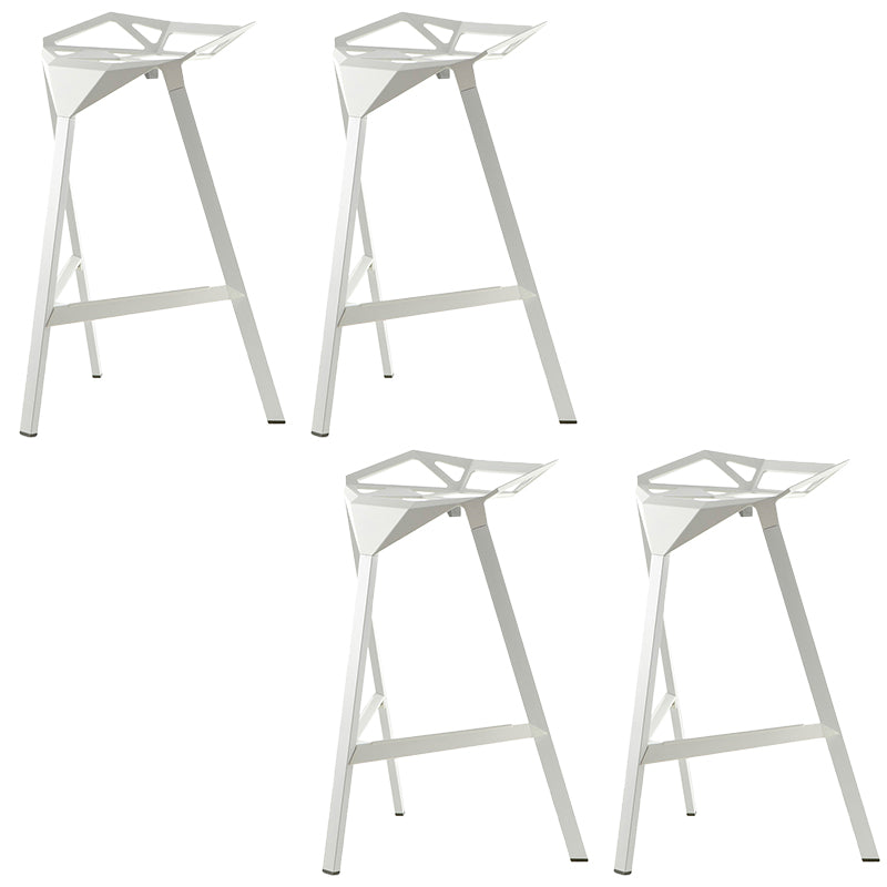 Industrial Style Metal Barstool Low Back Counter Bar Stool for Kitchen White 4 Piece Set Clearhalo 'Bar Furniture' 'Bar Stools' 'bar_stools' 'furn' 'furn_bar_stools' 'Furniture' 'Kitchen & Dining Furniture' 6877885