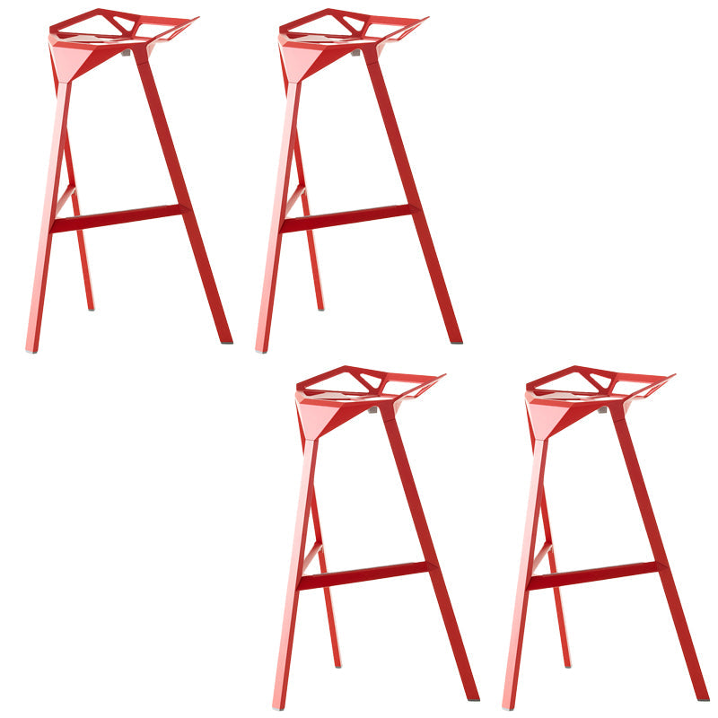 Industrial Style Metal Barstool Low Back Counter Bar Stool for Kitchen Red 4 Piece Set Clearhalo 'Bar Furniture' 'Bar Stools' 'bar_stools' 'furn' 'furn_bar_stools' 'Furniture' 'Kitchen & Dining Furniture' 6877886