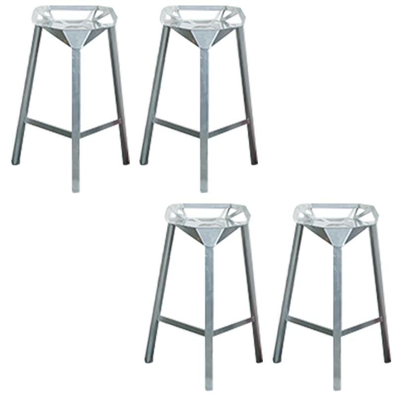 Industrial Style Metal Barstool Low Back Counter Bar Stool for Kitchen Silver 4 Piece Set Clearhalo 'Bar Furniture' 'Bar Stools' 'bar_stools' 'furn' 'furn_bar_stools' 'Furniture' 'Kitchen & Dining Furniture' 6877888