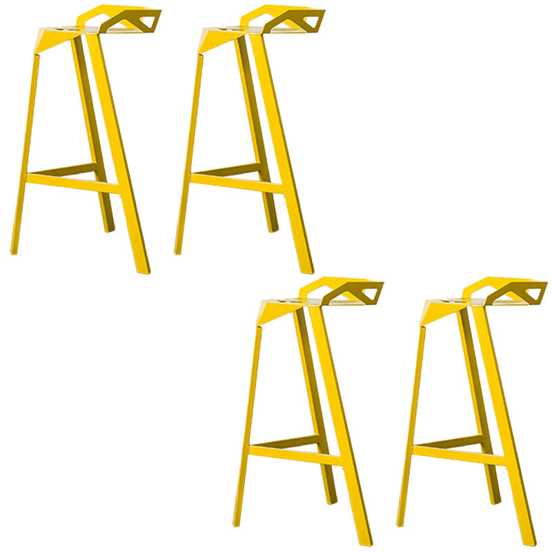 Industrial Style Metal Barstool Low Back Counter Bar Stool for Kitchen Yellow 4 Piece Set Clearhalo 'Bar Furniture' 'Bar Stools' 'bar_stools' 'furn' 'furn_bar_stools' 'Furniture' 'Kitchen & Dining Furniture' 6877892