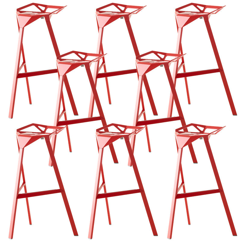 Industrial Style Metal Barstool Low Back Counter Bar Stool for Kitchen Red 8 Piece Set Clearhalo 'Bar Furniture' 'Bar Stools' 'bar_stools' 'furn' 'furn_bar_stools' 'Furniture' 'Kitchen & Dining Furniture' 6877896