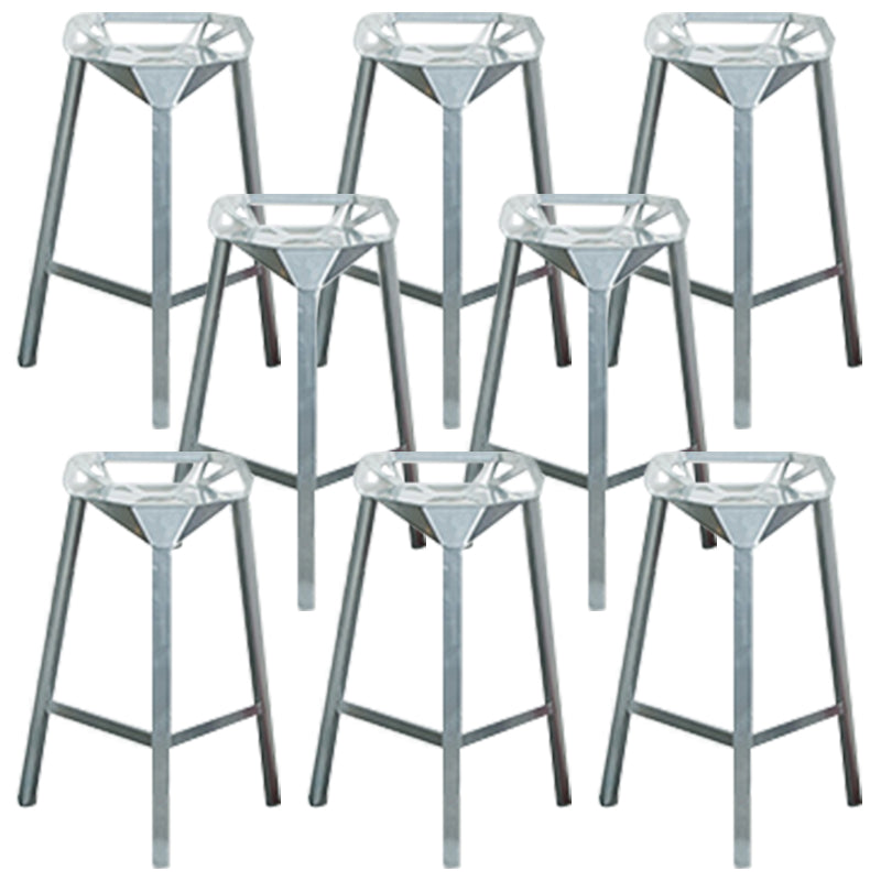 Industrial Style Metal Barstool Low Back Counter Bar Stool for Kitchen Silver 8 Piece Set Clearhalo 'Bar Furniture' 'Bar Stools' 'bar_stools' 'furn' 'furn_bar_stools' 'Furniture' 'Kitchen & Dining Furniture' 6877899