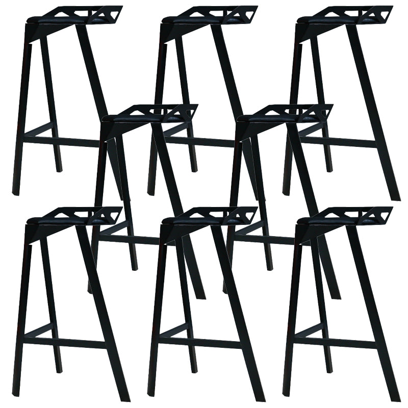 Industrial Style Metal Barstool Low Back Counter Bar Stool for Kitchen Black 8 Piece Set Clearhalo 'Bar Furniture' 'Bar Stools' 'bar_stools' 'furn' 'furn_bar_stools' 'Furniture' 'Kitchen & Dining Furniture' 6877901