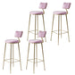 Glam Backrest Counter Stool Iron Bar Stool with Cushion and Pedal for Milk Tea Shop