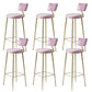 Glam Backrest Counter Stool Iron Bar Stool with Cushion and Pedal for Milk Tea Shop