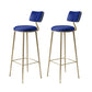 Glam Backrest Counter Stool Iron Bar Stool with Cushion and Pedal for Milk Tea Shop