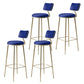 Glam Backrest Counter Stool Iron Bar Stool with Cushion and Pedal for Milk Tea Shop