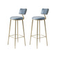 Glam Backrest Counter Stool Iron Bar Stool with Cushion and Pedal for Milk Tea Shop