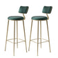 Glam Backrest Counter Stool Iron Bar Stool with Cushion and Pedal for Milk Tea Shop