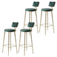 Glam Backrest Counter Stool Iron Bar Stool with Cushion and Pedal for Milk Tea Shop