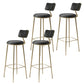 Glam Backrest Counter Stool Iron Bar Stool with Cushion and Pedal for Milk Tea Shop