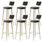 Glam Backrest Counter Stool Iron Bar Stool with Cushion and Pedal for Milk Tea Shop