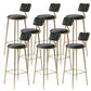 Glam Backrest Counter Stool Iron Bar Stool with Cushion and Pedal for Milk Tea Shop