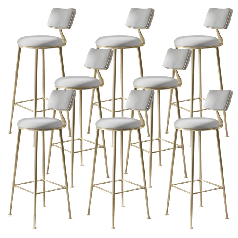 Glam Backrest Counter Stool Iron Bar Stool with Cushion and Pedal for Milk Tea Shop