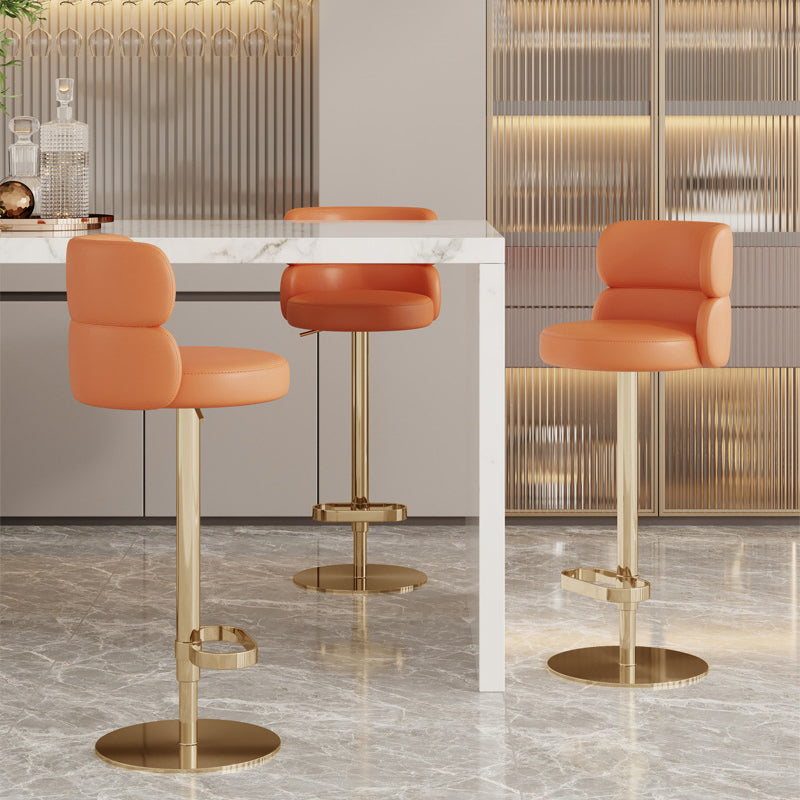Glam Style Liftable Bar Stool Round Seat Counter Bar Stool for Home Use Clearhalo 'Bar Furniture' 'Bar Stools' 'bar_stools' 'furn' 'furn_bar_stools' 'Furniture' 'Kitchen & Dining Furniture' 6877951
