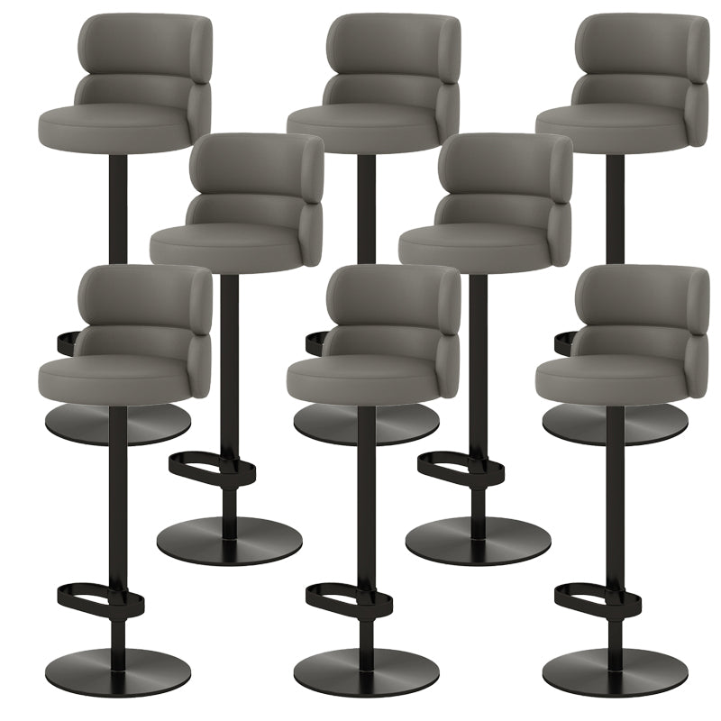 Glam Style Liftable Bar Stool Round Seat Counter Bar Stool for Home Use Dark Gray Black 8 Piece Set Clearhalo 'Bar Furniture' 'Bar Stools' 'bar_stools' 'furn' 'furn_bar_stools' 'Furniture' 'Kitchen & Dining Furniture' 6877954
