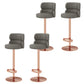 Glam Style Liftable Bar Stool Round Seat Counter Bar Stool for Home Use Dark Gray Rose Gold 4 Piece Set Clearhalo 'Bar Furniture' 'Bar Stools' 'bar_stools' 'furn' 'furn_bar_stools' 'Furniture' 'Kitchen & Dining Furniture' 6877957