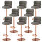 Glam Style Liftable Bar Stool Round Seat Counter Bar Stool for Home Use Dark Gray Rose Gold 8 Piece Set Clearhalo 'Bar Furniture' 'Bar Stools' 'bar_stools' 'furn' 'furn_bar_stools' 'Furniture' 'Kitchen & Dining Furniture' 6877959