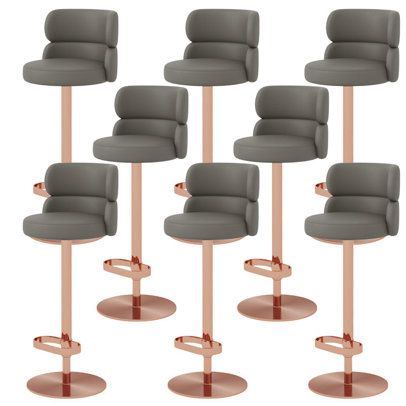 Glam Style Liftable Bar Stool Round Seat Counter Bar Stool for Home Use Dark Gray Rose Gold 8 Piece Set Clearhalo 'Bar Furniture' 'Bar Stools' 'bar_stools' 'furn' 'furn_bar_stools' 'Furniture' 'Kitchen & Dining Furniture' 6877959