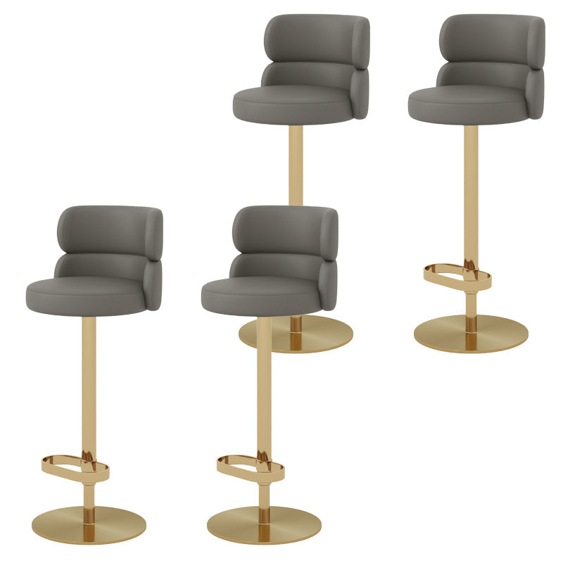 Glam Style Liftable Bar Stool Round Seat Counter Bar Stool for Home Use Dark Gray Gold 4 Piece Set Clearhalo 'Bar Furniture' 'Bar Stools' 'bar_stools' 'furn' 'furn_bar_stools' 'Furniture' 'Kitchen & Dining Furniture' 6877961