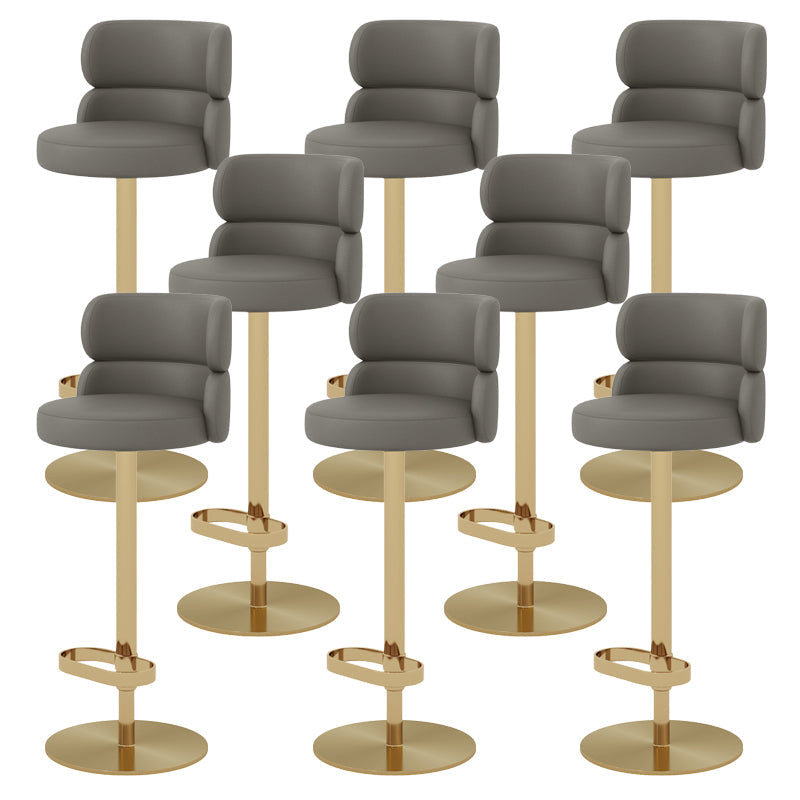 Glam Style Liftable Bar Stool Round Seat Counter Bar Stool for Home Use Dark Gray Gold 8 Piece Set Clearhalo 'Bar Furniture' 'Bar Stools' 'bar_stools' 'furn' 'furn_bar_stools' 'Furniture' 'Kitchen & Dining Furniture' 6877964