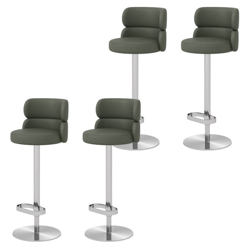 Glam Style Liftable Bar Stool Round Seat Counter Bar Stool for Home Use Green Silver 4 Piece Set Clearhalo 'Bar Furniture' 'Bar Stools' 'bar_stools' 'furn' 'furn_bar_stools' 'Furniture' 'Kitchen & Dining Furniture' 6877969