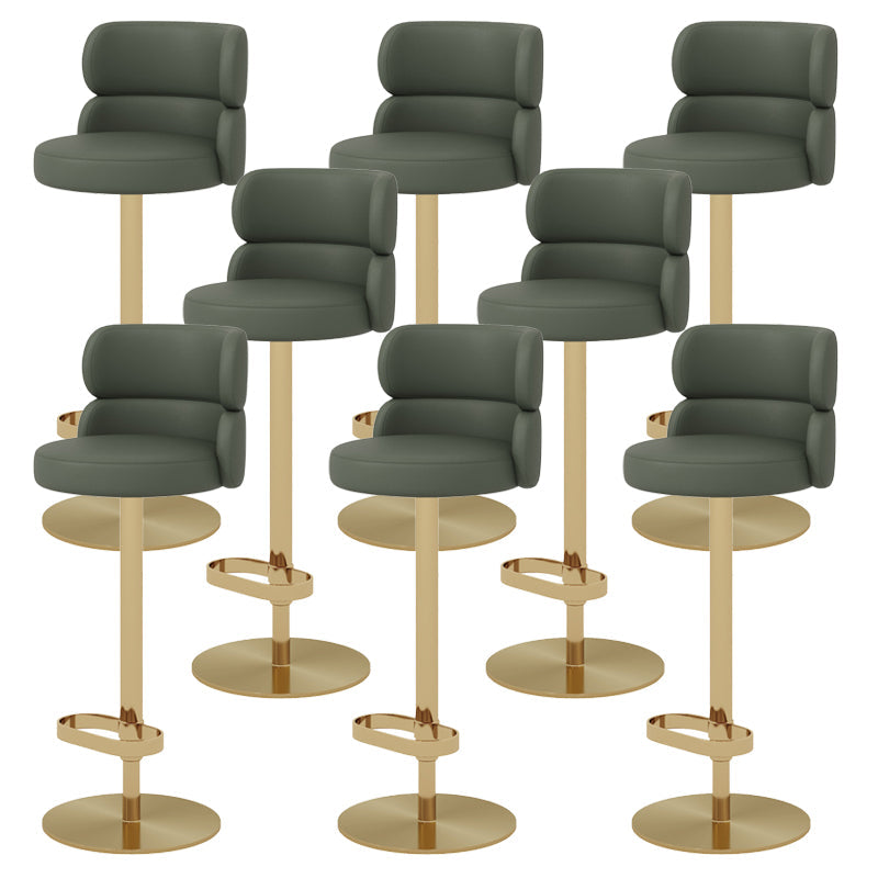 Glam Style Liftable Bar Stool Round Seat Counter Bar Stool for Home Use Green Gold 8 Piece Set Clearhalo 'Bar Furniture' 'Bar Stools' 'bar_stools' 'furn' 'furn_bar_stools' 'Furniture' 'Kitchen & Dining Furniture' 6877972