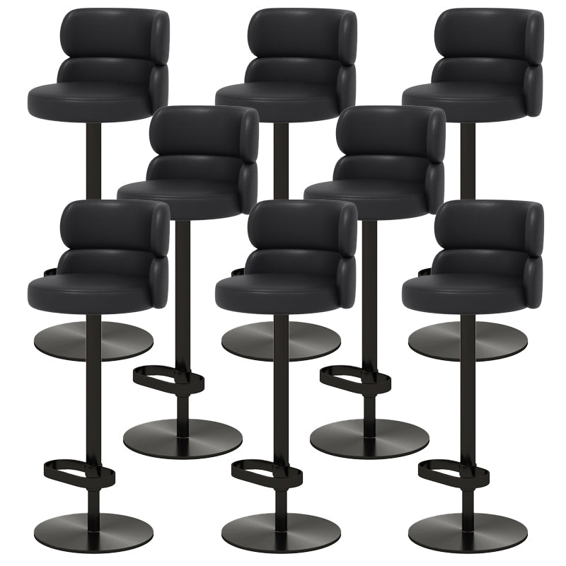 Glam Style Liftable Bar Stool Round Seat Counter Bar Stool for Home Use Black Black 8 Piece Set Clearhalo 'Bar Furniture' 'Bar Stools' 'bar_stools' 'furn' 'furn_bar_stools' 'Furniture' 'Kitchen & Dining Furniture' 6877978