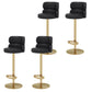 Glam Style Liftable Bar Stool Round Seat Counter Bar Stool for Home Use Black Gold 4 Piece Set Clearhalo 'Bar Furniture' 'Bar Stools' 'bar_stools' 'furn' 'furn_bar_stools' 'Furniture' 'Kitchen & Dining Furniture' 6877979