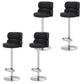 Glam Style Liftable Bar Stool Round Seat Counter Bar Stool for Home Use Black Silver 4 Piece Set Clearhalo 'Bar Furniture' 'Bar Stools' 'bar_stools' 'furn' 'furn_bar_stools' 'Furniture' 'Kitchen & Dining Furniture' 6877981