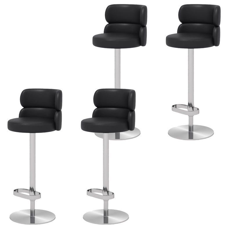 Glam Style Liftable Bar Stool Round Seat Counter Bar Stool for Home Use Black Silver 4 Piece Set Clearhalo 'Bar Furniture' 'Bar Stools' 'bar_stools' 'furn' 'furn_bar_stools' 'Furniture' 'Kitchen & Dining Furniture' 6877981