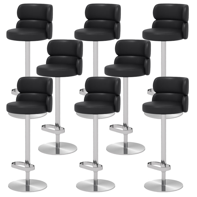 Glam Style Liftable Bar Stool Round Seat Counter Bar Stool for Home Use Black Silver 8 Piece Set Clearhalo 'Bar Furniture' 'Bar Stools' 'bar_stools' 'furn' 'furn_bar_stools' 'Furniture' 'Kitchen & Dining Furniture' 6877982