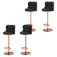 Glam Style Liftable Bar Stool Round Seat Counter Bar Stool for Home Use Black Rose Gold 4 Piece Set Clearhalo 'Bar Furniture' 'Bar Stools' 'bar_stools' 'furn' 'furn_bar_stools' 'Furniture' 'Kitchen & Dining Furniture' 6877983
