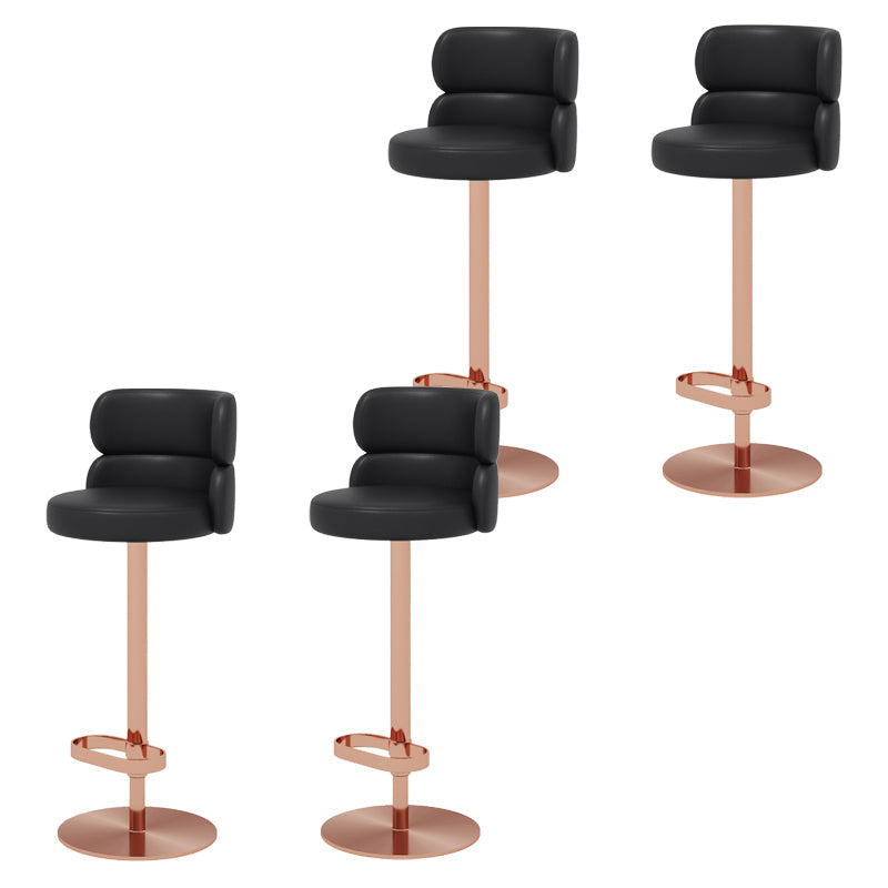 Glam Style Liftable Bar Stool Round Seat Counter Bar Stool for Home Use Black Rose Gold 4 Piece Set Clearhalo 'Bar Furniture' 'Bar Stools' 'bar_stools' 'furn' 'furn_bar_stools' 'Furniture' 'Kitchen & Dining Furniture' 6877983