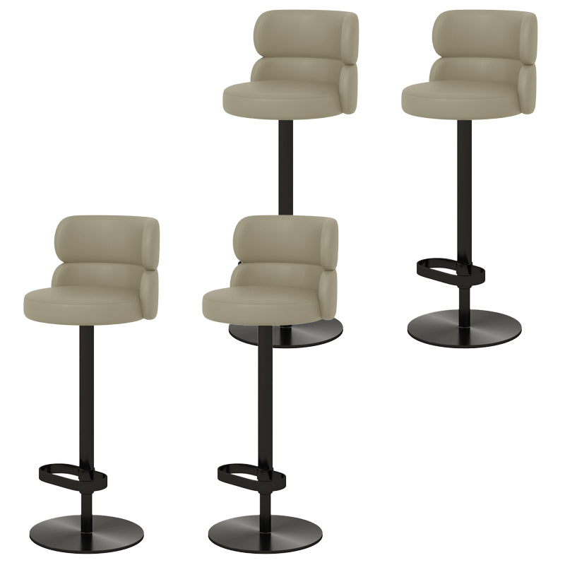 Glam Style Liftable Bar Stool Round Seat Counter Bar Stool for Home Use Light Gray Black 4 Piece Set Clearhalo 'Bar Furniture' 'Bar Stools' 'bar_stools' 'furn' 'furn_bar_stools' 'Furniture' 'Kitchen & Dining Furniture' 6877985
