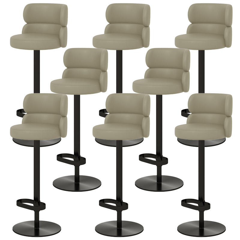 Glam Style Liftable Bar Stool Round Seat Counter Bar Stool for Home Use Light Gray Black 8 Piece Set Clearhalo 'Bar Furniture' 'Bar Stools' 'bar_stools' 'furn' 'furn_bar_stools' 'Furniture' 'Kitchen & Dining Furniture' 6877986