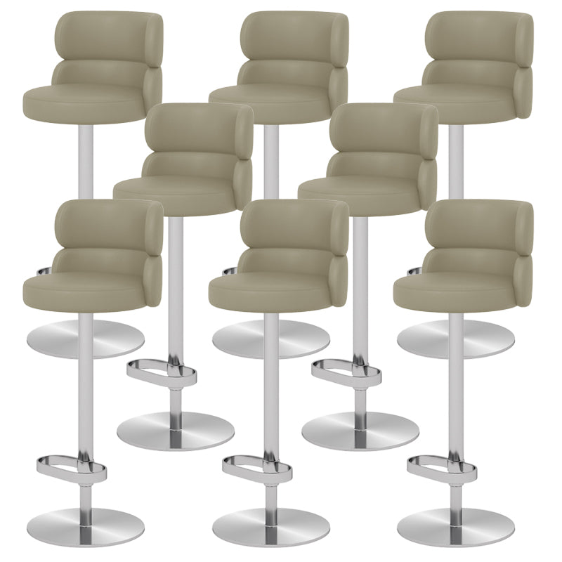 Glam Style Liftable Bar Stool Round Seat Counter Bar Stool for Home Use Light Gray Silver 8 Piece Set Clearhalo 'Bar Furniture' 'Bar Stools' 'bar_stools' 'furn' 'furn_bar_stools' 'Furniture' 'Kitchen & Dining Furniture' 6877988