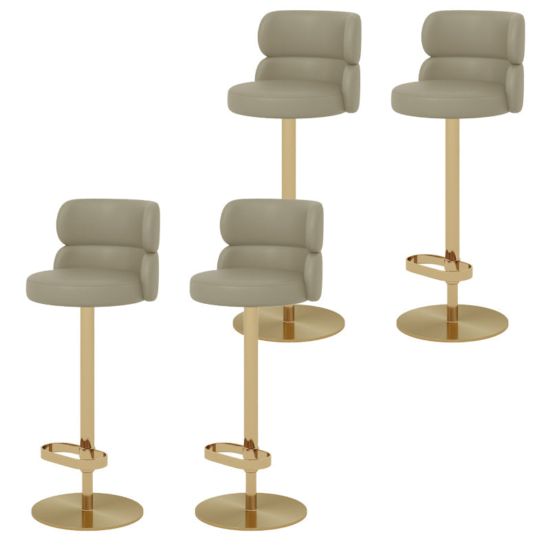 Glam Style Liftable Bar Stool Round Seat Counter Bar Stool for Home Use Light Gray Gold 4 Piece Set Clearhalo 'Bar Furniture' 'Bar Stools' 'bar_stools' 'furn' 'furn_bar_stools' 'Furniture' 'Kitchen & Dining Furniture' 6877989
