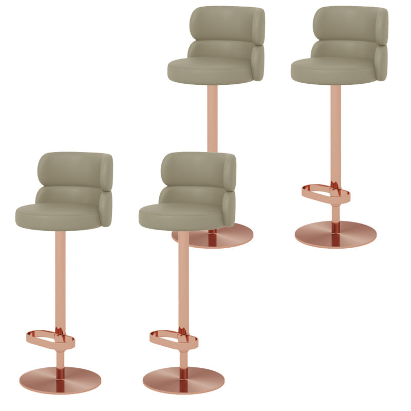 Glam Style Liftable Bar Stool Round Seat Counter Bar Stool for Home Use Light Gray Rose Gold 4 Piece Set Clearhalo 'Bar Furniture' 'Bar Stools' 'bar_stools' 'furn' 'furn_bar_stools' 'Furniture' 'Kitchen & Dining Furniture' 6877991