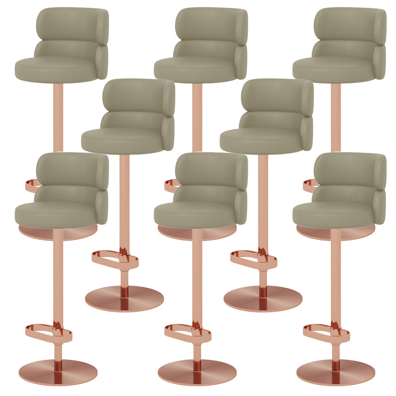Glam Style Liftable Bar Stool Round Seat Counter Bar Stool for Home Use Light Gray Rose Gold 8 Piece Set Clearhalo 'Bar Furniture' 'Bar Stools' 'bar_stools' 'furn' 'furn_bar_stools' 'Furniture' 'Kitchen & Dining Furniture' 6877992