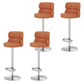 Glam Style Liftable Bar Stool Round Seat Counter Bar Stool for Home Use Orange Silver 4 Piece Set Clearhalo 'Bar Furniture' 'Bar Stools' 'bar_stools' 'furn' 'furn_bar_stools' 'Furniture' 'Kitchen & Dining Furniture' 6877997
