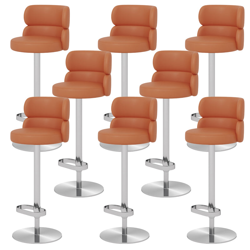 Glam Style Liftable Bar Stool Round Seat Counter Bar Stool for Home Use Orange Silver 8 Piece Set Clearhalo 'Bar Furniture' 'Bar Stools' 'bar_stools' 'furn' 'furn_bar_stools' 'Furniture' 'Kitchen & Dining Furniture' 6877998