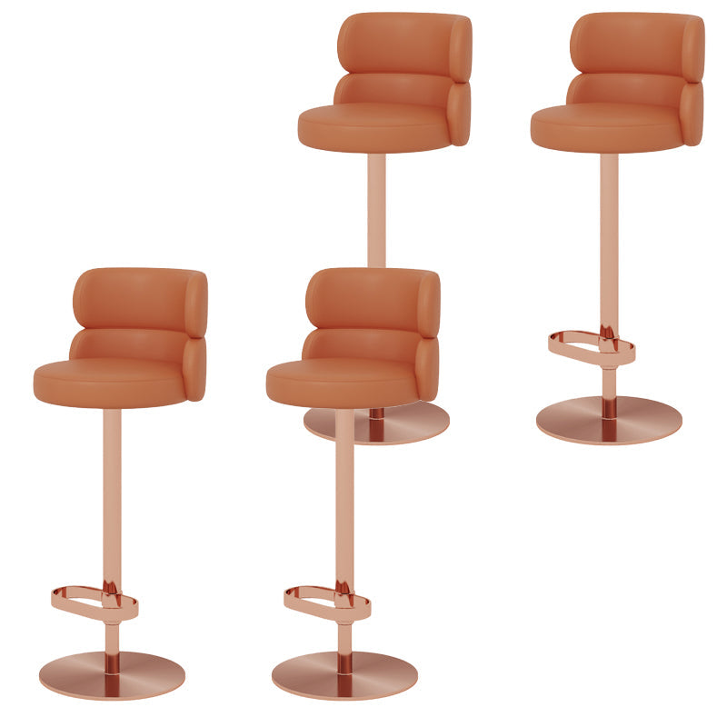 Glam Style Liftable Bar Stool Round Seat Counter Bar Stool for Home Use Orange Rose Gold 4 Piece Set Clearhalo 'Bar Furniture' 'Bar Stools' 'bar_stools' 'furn' 'furn_bar_stools' 'Furniture' 'Kitchen & Dining Furniture' 6877999