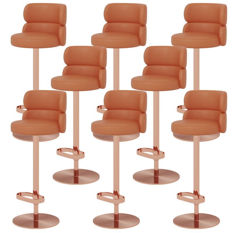 Glam Style Liftable Bar Stool Round Seat Counter Bar Stool for Home Use Orange Rose Gold 8 Piece Set Clearhalo 'Bar Furniture' 'Bar Stools' 'bar_stools' 'furn' 'furn_bar_stools' 'Furniture' 'Kitchen & Dining Furniture' 6878000