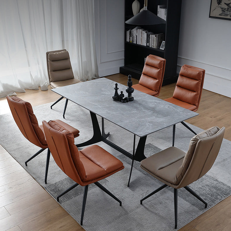 Faux Leder Küche Essstühle zeitgenössische Schwenk -Seitenstühle