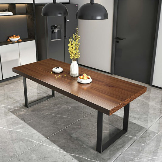 Industrial Rectangle Dining Table Set 1/4/5/7 Pcs Brown Wood Dinette Set Brown 71"L x 31"W