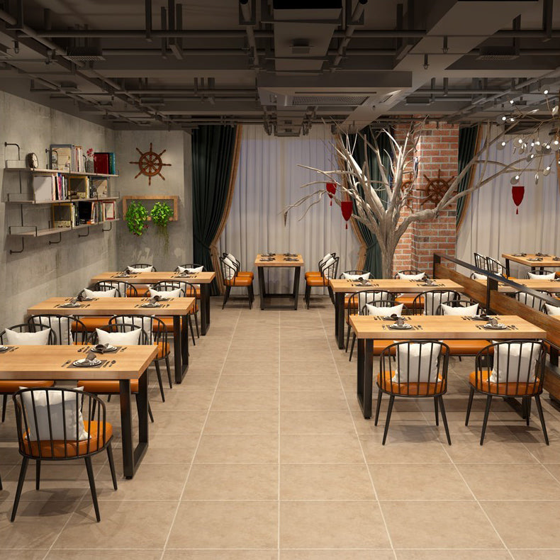 Light Wood Finish Dining Table Set 1/4/5 Pieces Industrial Dinette Set for Home Clearhalo 'Dining Room Sets' 'Dining Tables & Seating' 'dining_room_set' 'furn' 'furn_dining_room_set' 'Furniture' 'Kitchen & Dining Furniture' 6878481